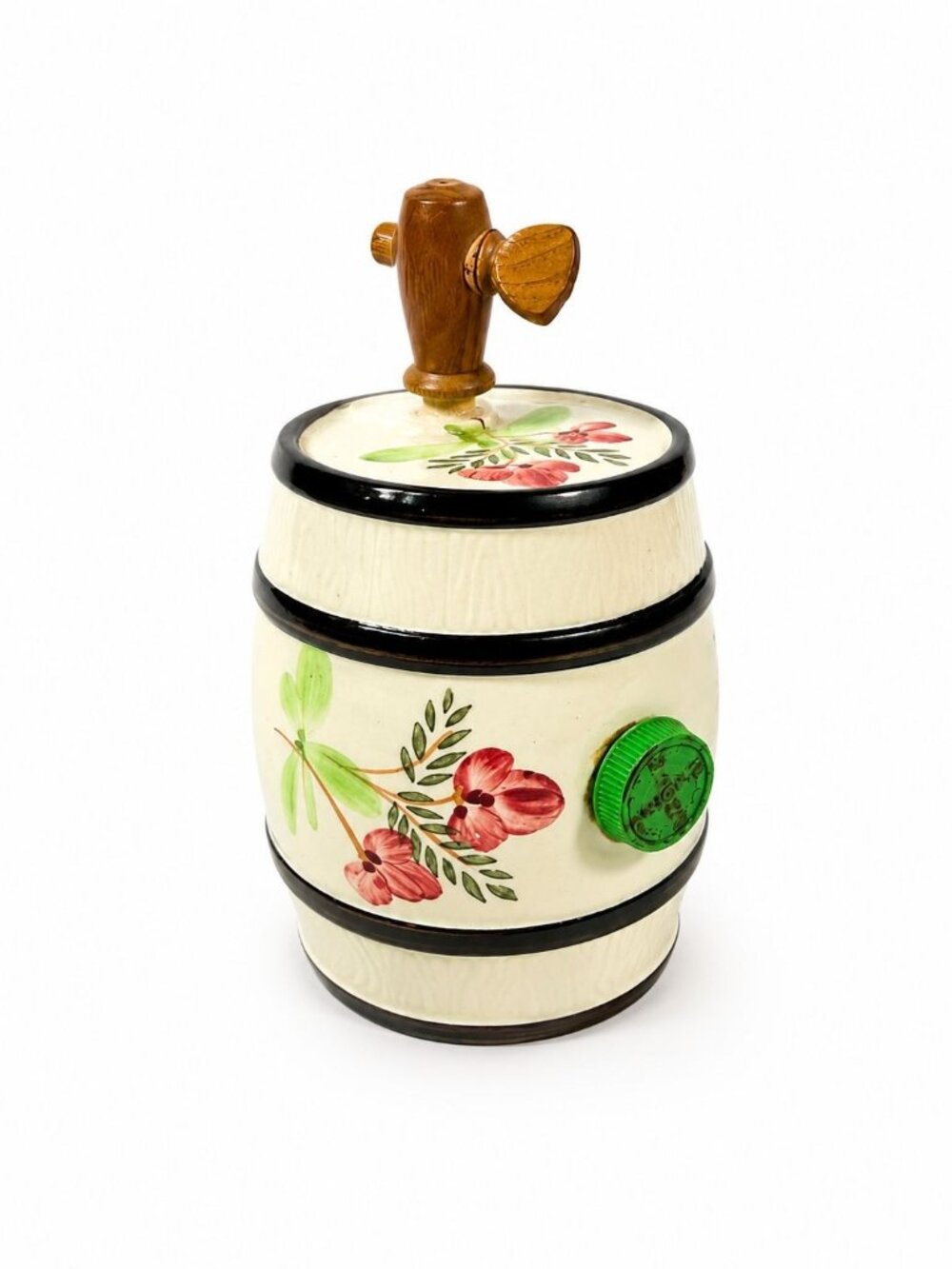 Vintage Enorm W. Germany Mini Liquor Wine Barrel Keg Flowers Porcelain Ceramic